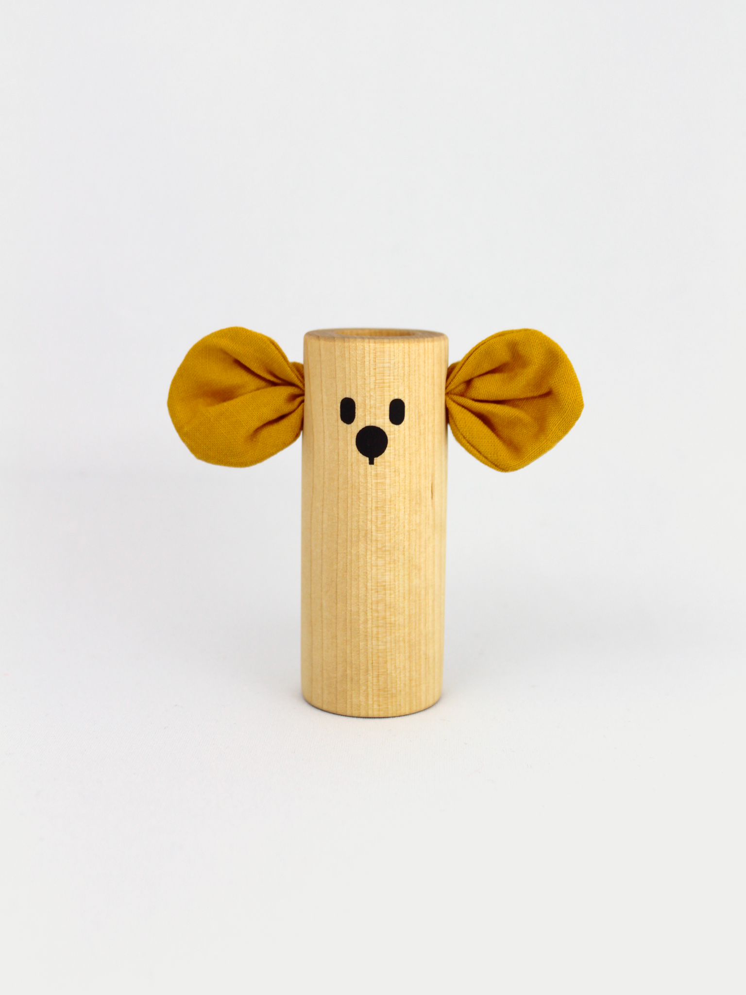 Hochet à grelot Bajo - Jouet d'éveil en bois en forme d'animal Bajo Oiseau  jaune